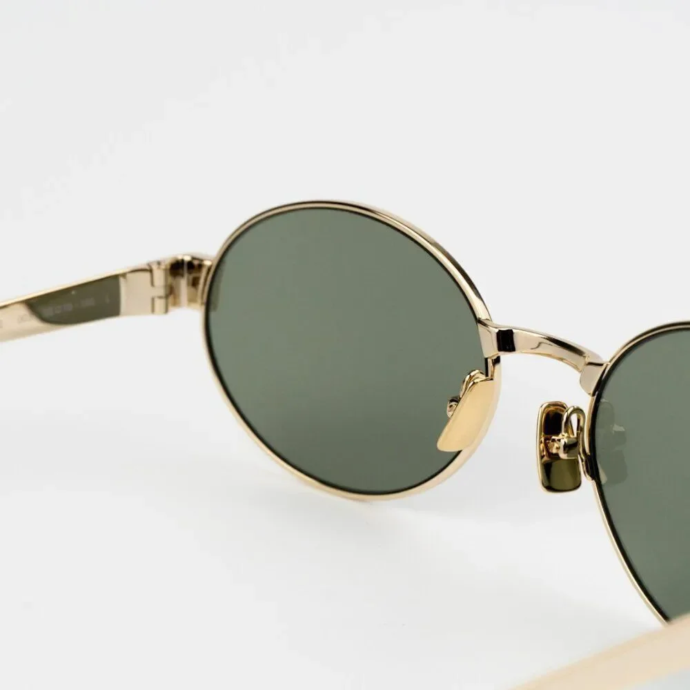 NEW Saint Laurent SL692 003 Gold Green Oval Women Sunglasses - Picture 11 of 15